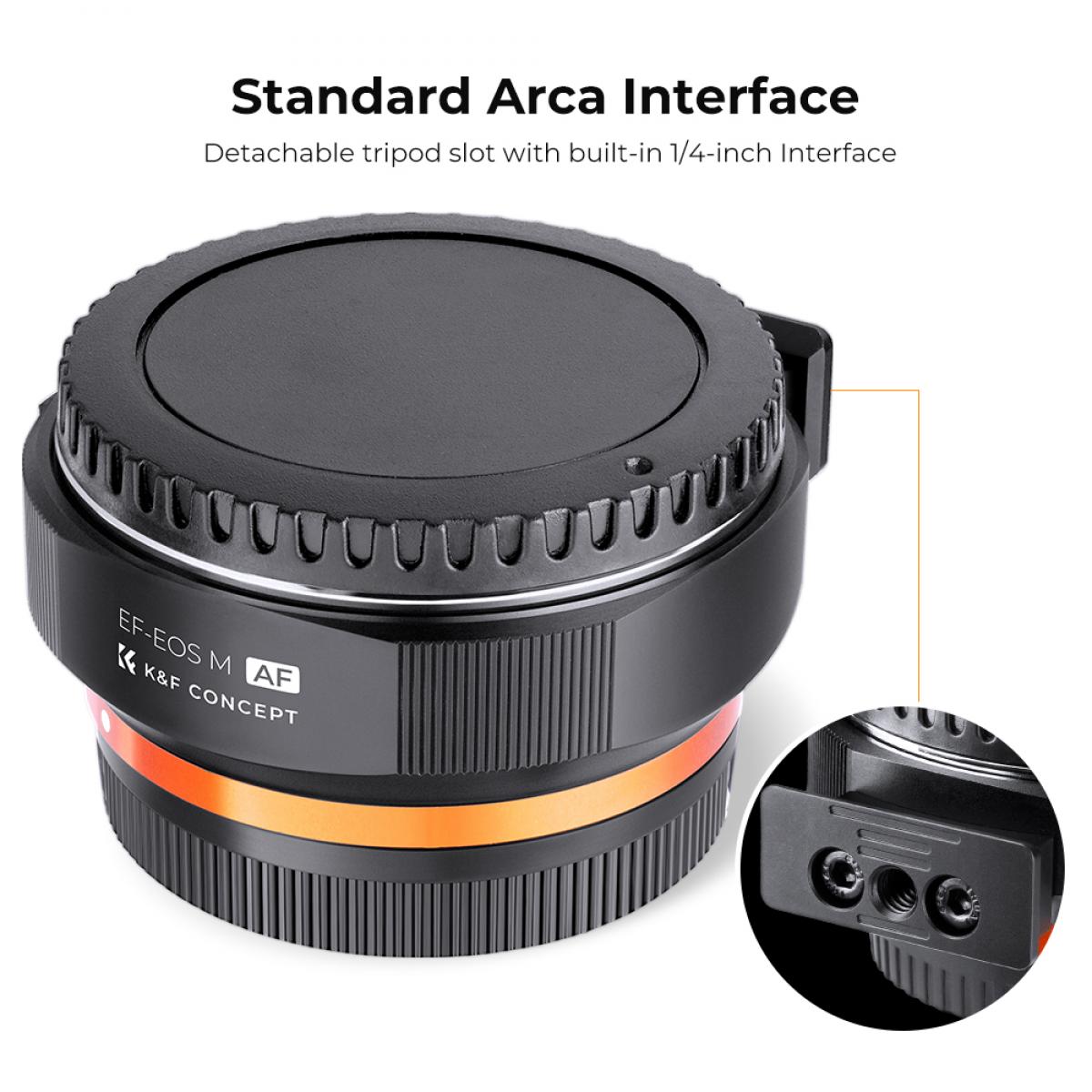 K&F Concept Auto Focus Lens Mount Adapter EF/EF-S to EOS M Electronic Lens Adapter Compatible for Canon EF EF-S Mount Lens to EOS M Mount Cameras