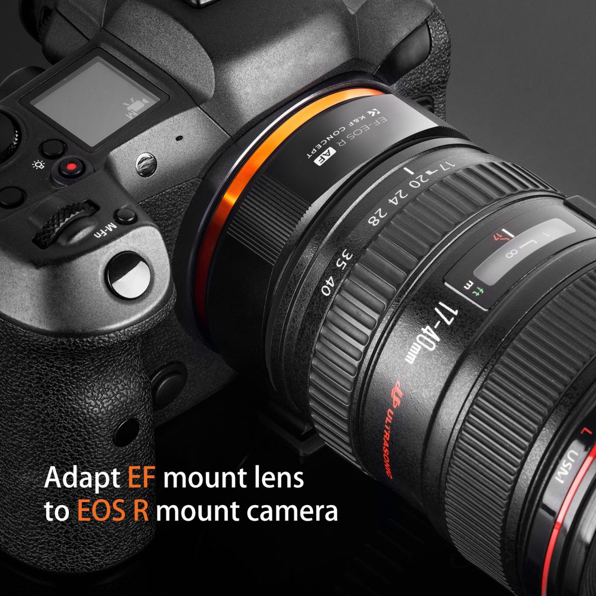 K&F Concept Auto Focus Lens Mount Adapter Ring EF/EF-S to EOS R Electronic Lens Adapter Compatible for Canon EF EF-S Mount Lens to EOS R Mount Cameras