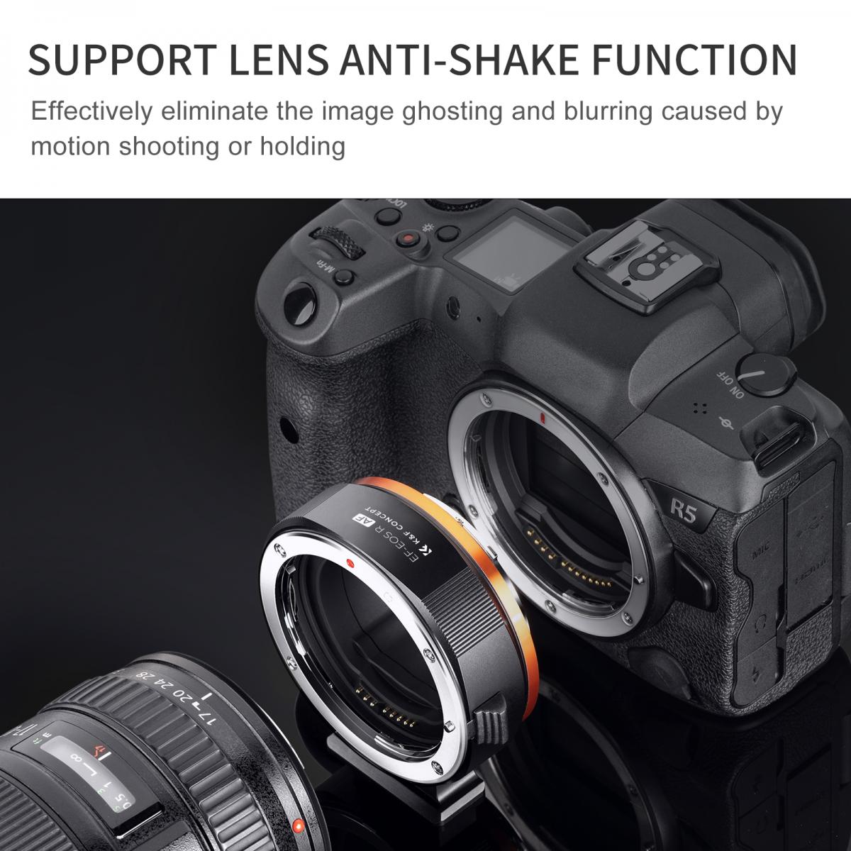 K&F Concept Auto Focus Lens Mount Adapter Ring EF/EF-S to EOS R Electronic Lens Adapter Compatible for Canon EF EF-S Mount Lens to EOS R Mount Cameras