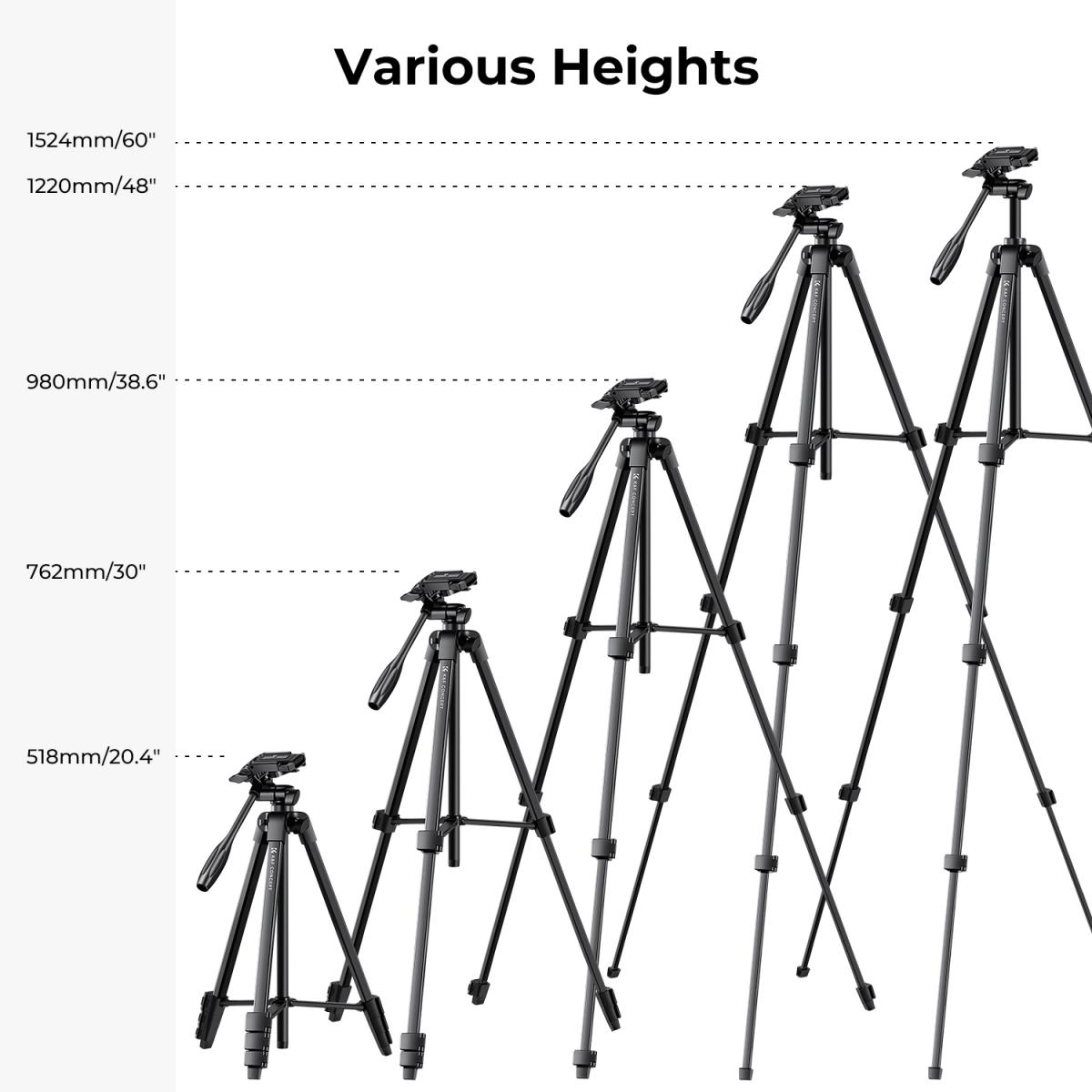 59.4''/1.5 m Aluminum Travel Tripod with Bluetooth Remote and Adjustable Height (17-60 inches) - Lightweight (0.61kg), 360° Panorama, Compact Fold (42cm) - Ideal for B174A1 Travel and Outdoors