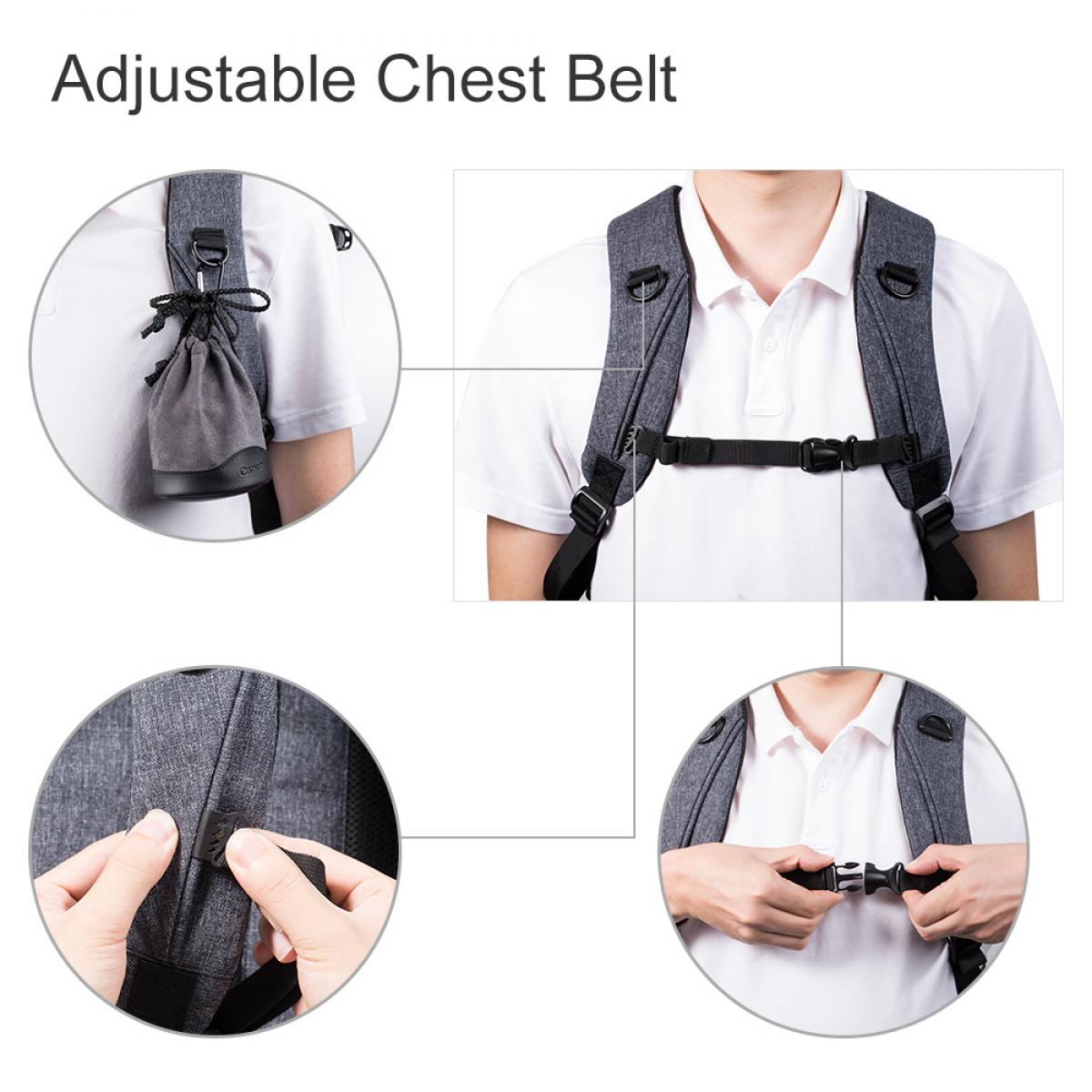 Large Camera Backpack DSLR/SLR Camera Bag Fits 14-15 Inch Laptop 15L with Tripod Holder&Laptop Compartment Compatible with Canon/Nikon/Sony/Olympus Black + Grey