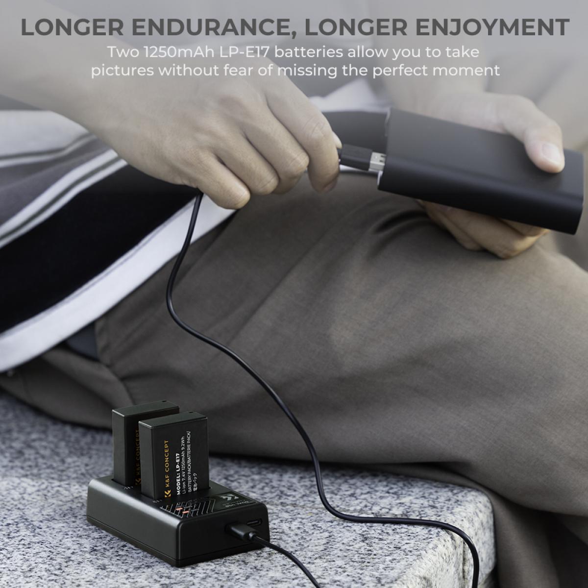 Canon LP-E17 battery 2 pcs dual slot battery charger kit, compatible with Camera battery Canon EOS RP, Rebel T8i, T7i, T6i, T6s, SL2, SL3, EOS M3, M5, M6 Mark II, 77D, 200D, 750D, 760D, 800D, 8000D,Shipping country: USA/UK/Canada/EU