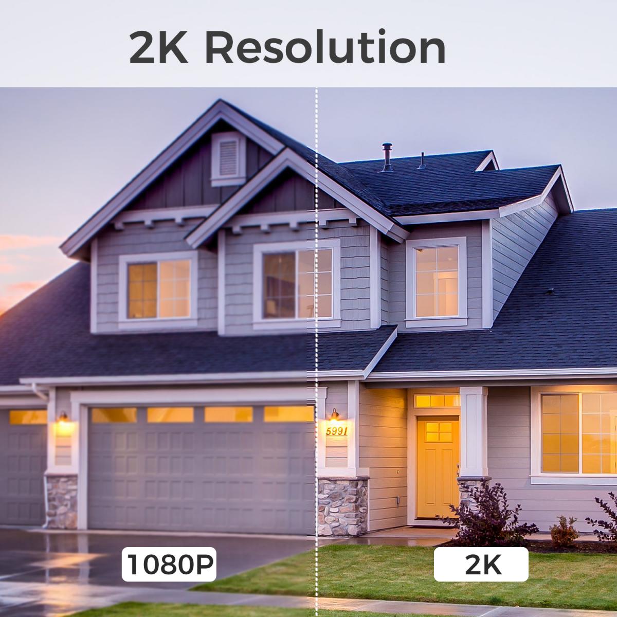 24*7 Continuous Recording wifi solar security camera System solar camera PIR human sensor + 2-Way Audio Built-in Battery 28800mAh 2K Infrared Night Vision 20m/66ft US Version