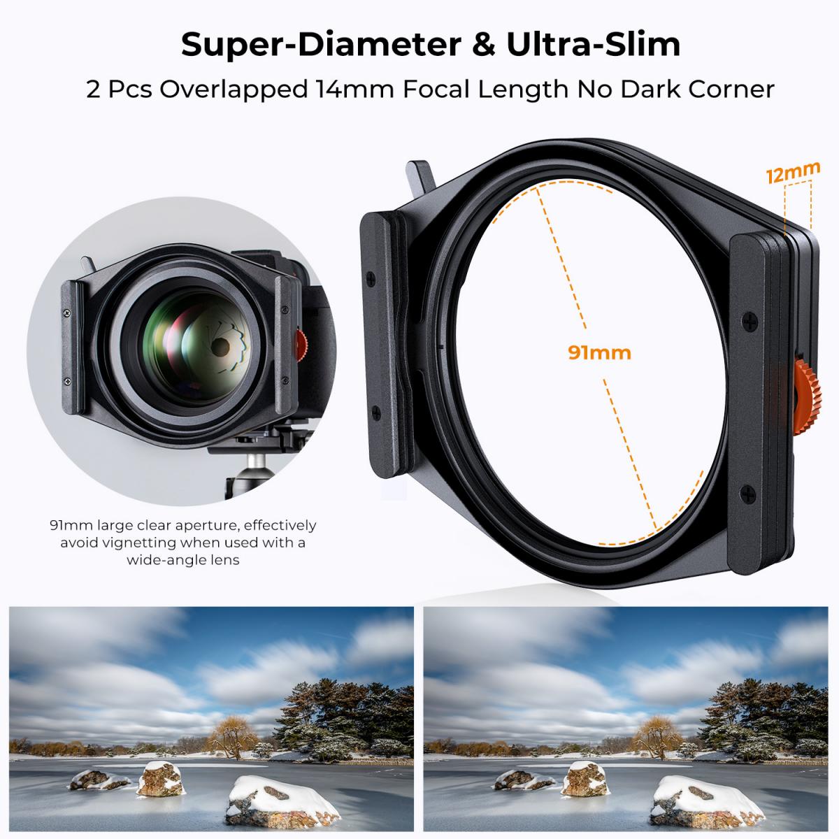 Square Filter Holder System Pro Kit (Filter Holder + 95mm Circular Polarizer + Square ND1000 Filter + ND8 + ND64 + 4 Filter Adapter Rings) for Camera