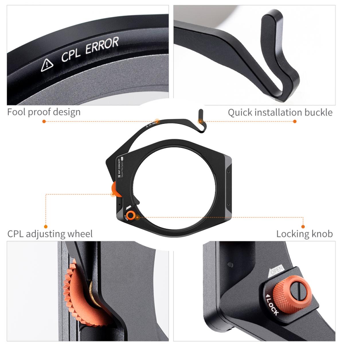 Square Filter Holder System Pro Kit (Filter Holder + 95mm Circular Polarizer + Square ND1000 Filter + ND8 + ND64 + 4 Filter Adapter Rings) for Camera