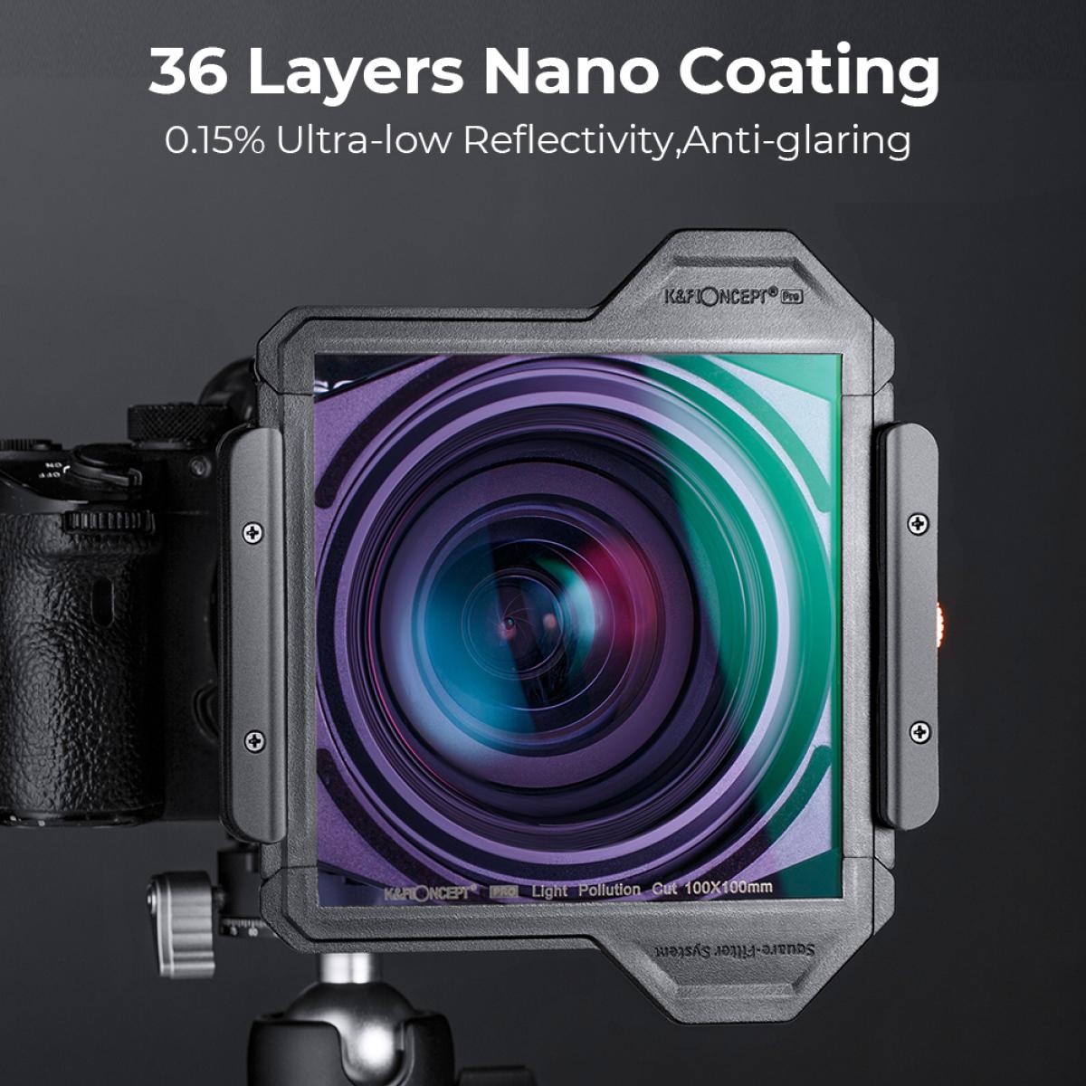 100*100*2mm Anti-light Pollution Square Filter with Protective Frame, HD Optical Glass Waterproof ND Light Reduction Filter - X-PRO Series