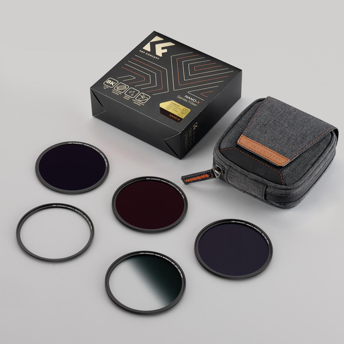 Magnetic Lens Filter Kit GND8+ND8+ND64+ND1000+Magnetic Adapter Ring 5 in 1 Quick Swap System Nano X Series