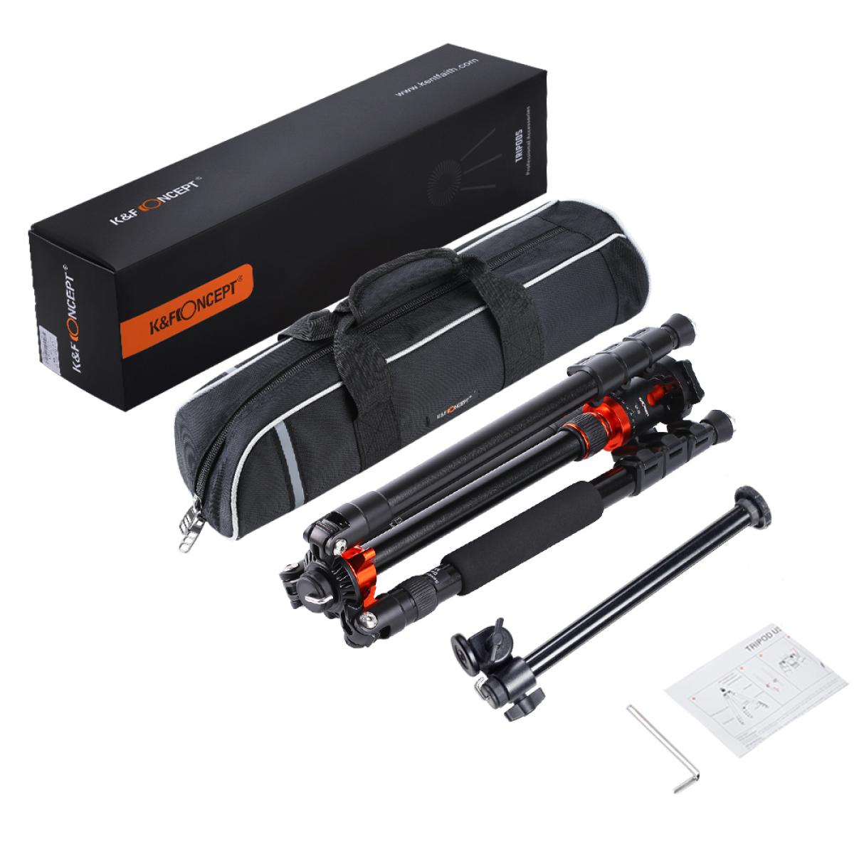 78"/2m Overhead Aluminum DSLR Tripod Compact Portable Vlog Tripod Monopod 22lbs/10kg Load with Rotatable 360° Center Column K234A7+BH-28L (S210)