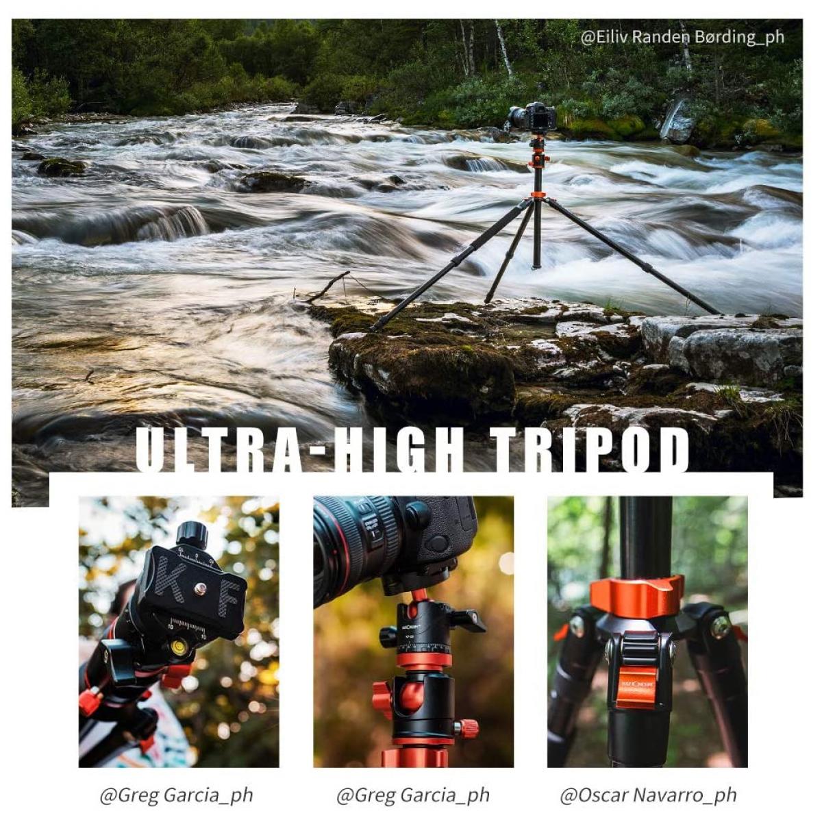 60”/1.5m Carbon Fiber Camera Tripod Lightweight Travel Tripod 17.6lbs Load 360° Ball Head for Vlog,Travel & Work DSLR,C225C0+BH-25 (BA225)