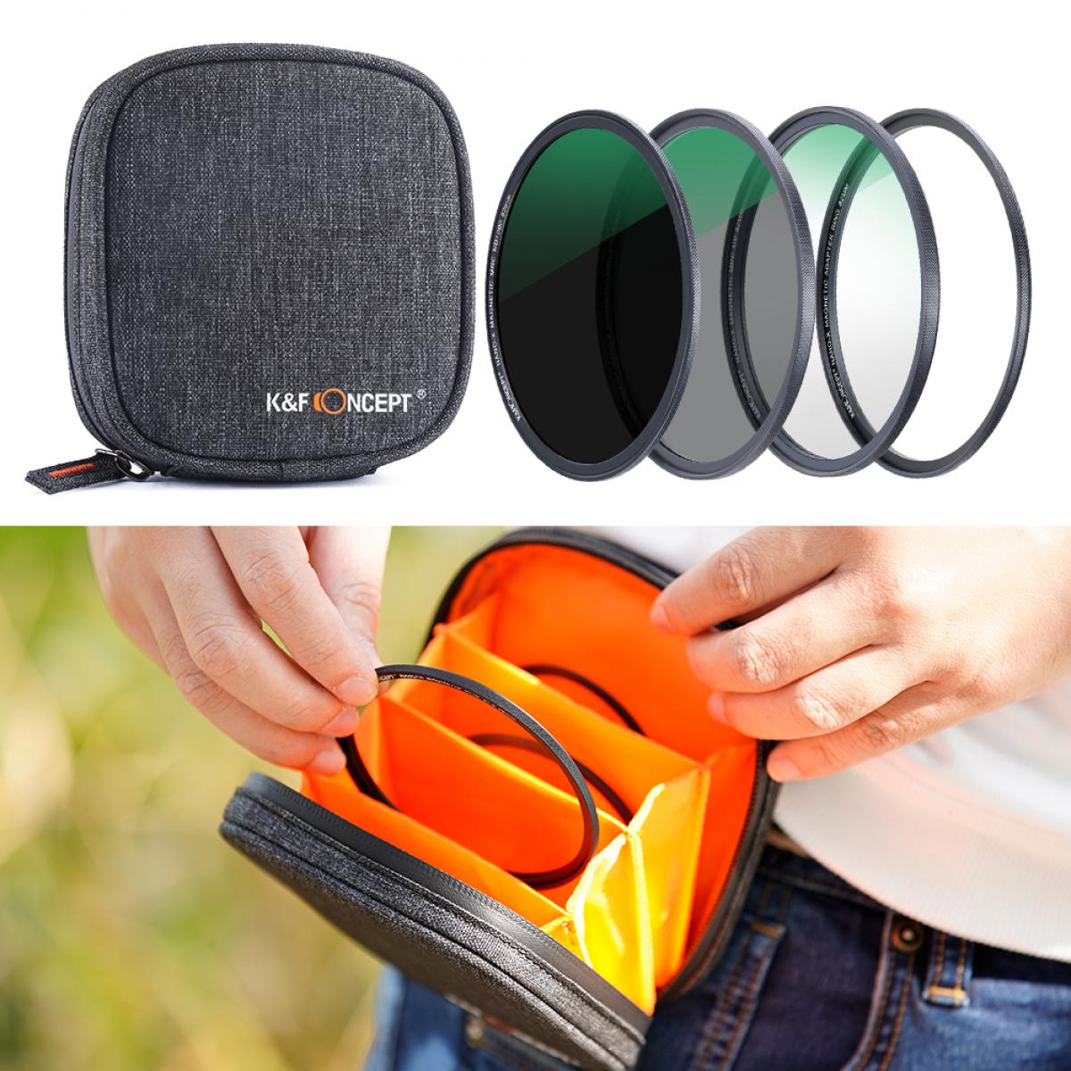 MCUV+CPL+ND1000+Adapter Ring Magnetic 4 in 1 Lens Filter Kit Waterproof Scratch-Resistant Anti-Reflection with Filter Pouch