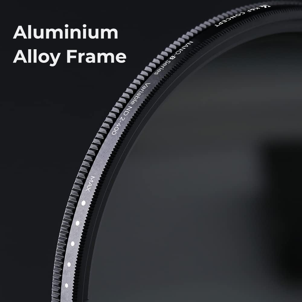 K&F  Variable ND2-ND400 ND Lens Filter (1-9 Stops) for Camera Lens, Adjustable Neutral Density Filter with Microfiber Cleaning Cloth (B-Series)