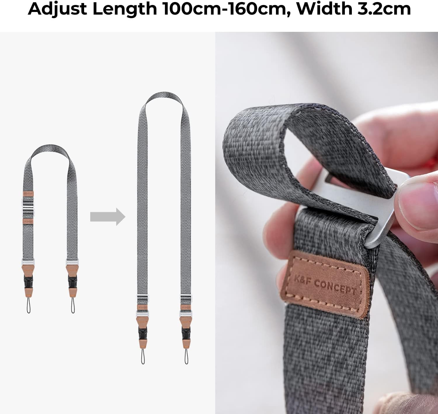 K&F Concept Camera Neck Strap for Photographers Camera Strap Quick Release Clip Adjustable Sling Strap Compatible for Nikon Canon Sony Olympus DSLR Camera