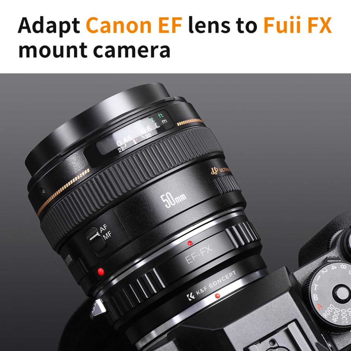 EOS EF/EFS Lens to Fuji FX Mount X-Pro1 X Camera X-Series Mirrorless Cameras K&F Concept Lens Mount Adapter