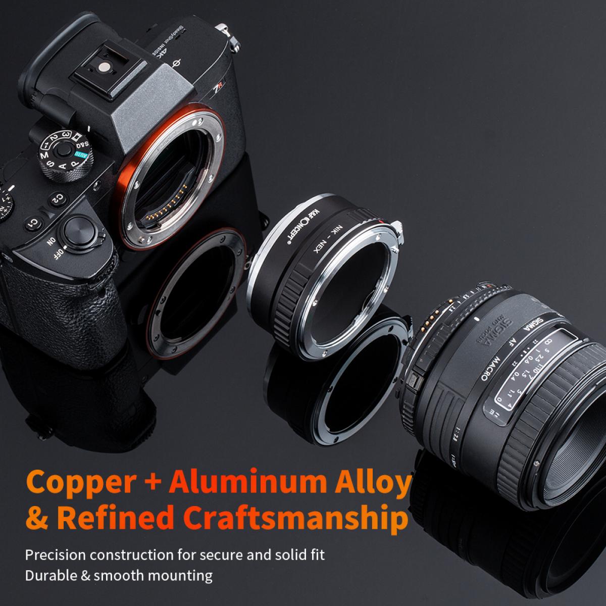 Nikon F Lenses to Sony E Mount Camera Copper Adapter