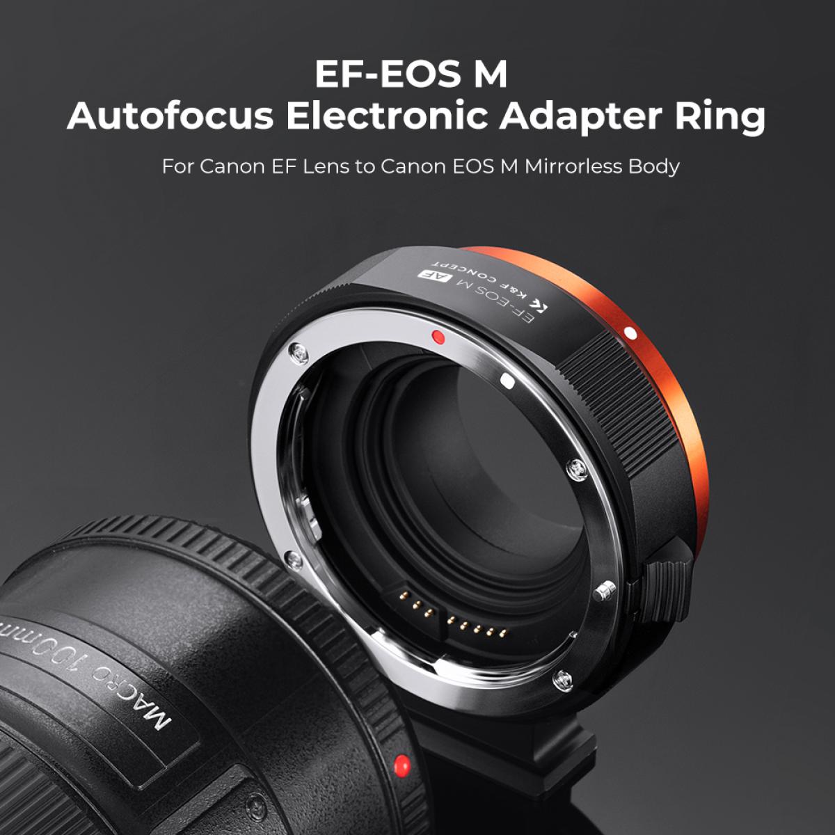 K&F Concept Auto Focus Lens Mount Adapter EF/EF-S to EOS M Electronic Lens Adapter Compatible for Canon EF EF-S Mount Lens to EOS M Mount Cameras