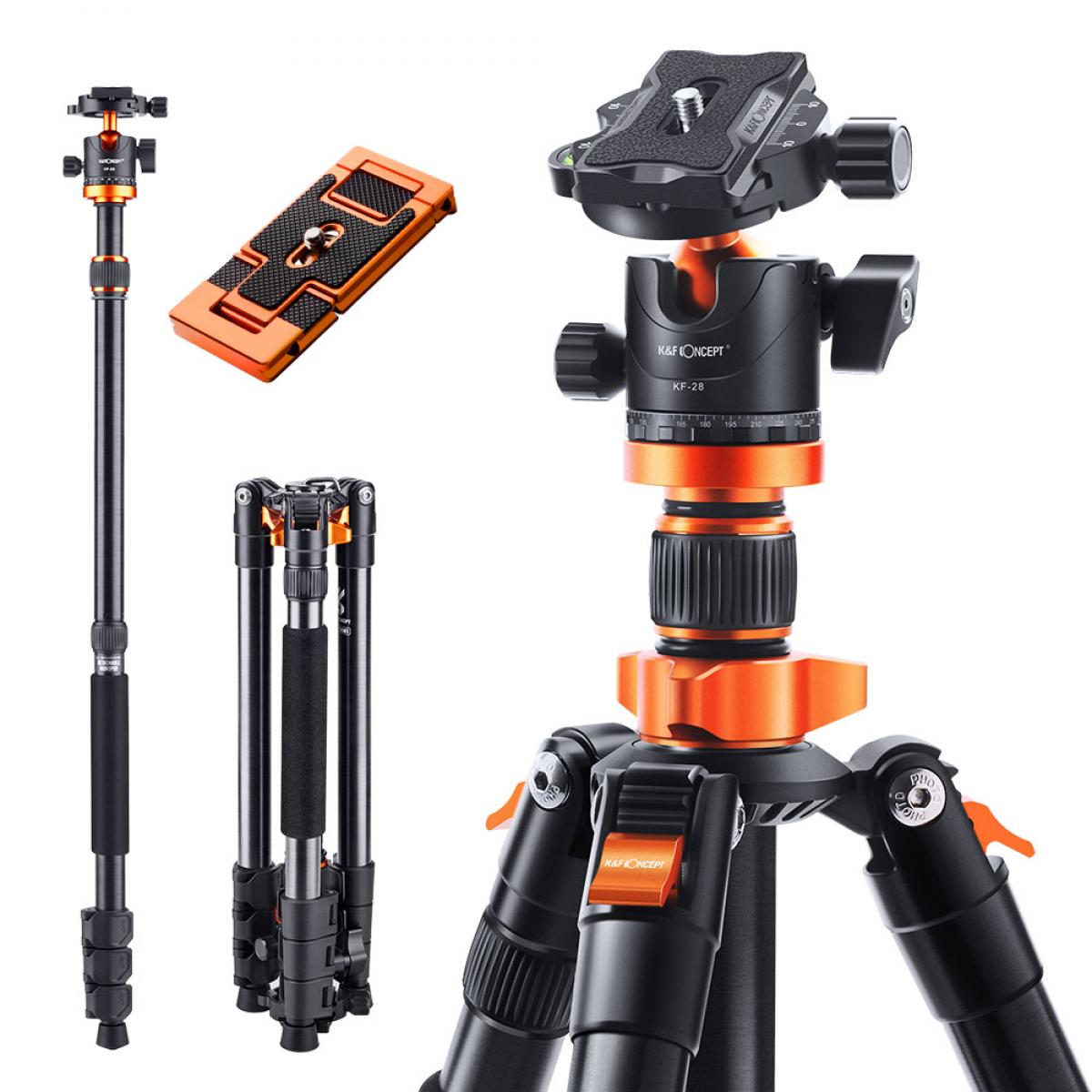 62''/1.6m Aluminum Tripod Detachable Monopod with Quick Release Plate, Ball Head and Compact Travel Carrying Bag SA254M1 for DSLR K254A1+BH-28L (SA254M1)