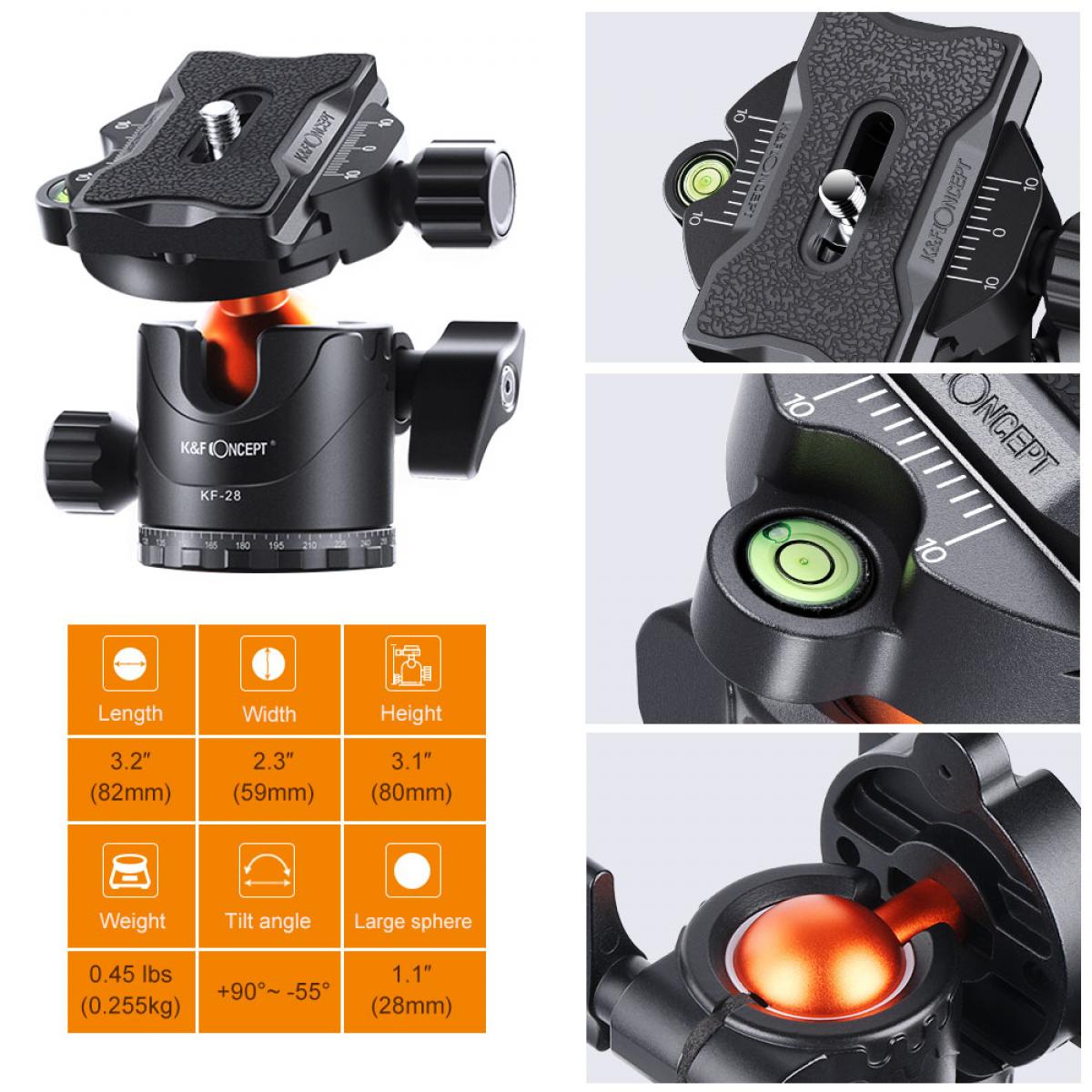 62''/1.6m Aluminum Tripod Detachable Monopod with Quick Release Plate, Ball Head and Compact Travel Carrying Bag SA254M1 for DSLR K254A1+BH-28L (SA254M1)