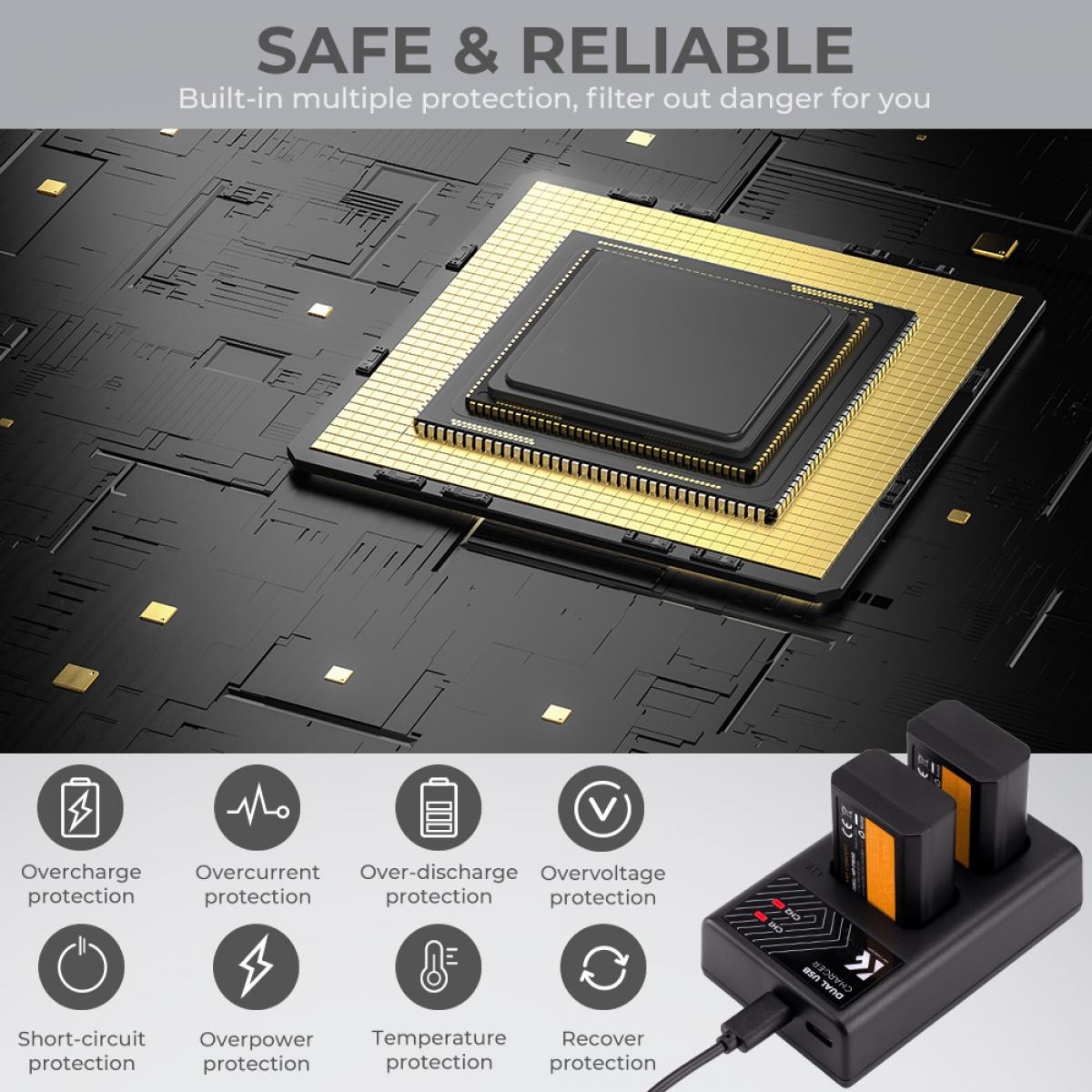 Sony NP-FW50 battery and dual slot battery charger kit for Camera Battery Sony Alpha 7, A7, Alpha 7R, A7R, A7R II, A7 II, A7S, A7S II, A7M2, A7SM2, A7RM2, A5000 A6000 A6300 A6500, a3000 , NEX-3, NEX-3N, NEX-5, NEX-5C, NEX-5N, NEX-5R