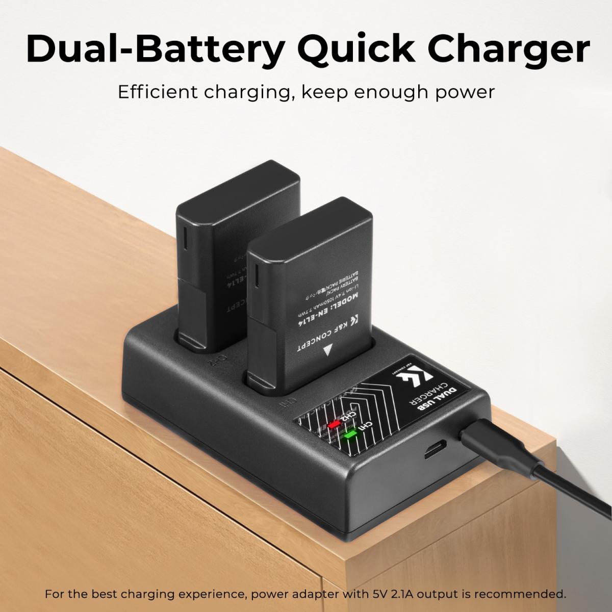 Nikon EN-EL14 Battery Charger Set for Camera BatteryNikon D3500 D5600 D3200 D3300 D3400 D5500 Coolpix P7800 P7700 P7200 P7100 P7000 (2 pieces, 1050mAh, dual charging ports),Shipping country: USA/UK/Canada/EU