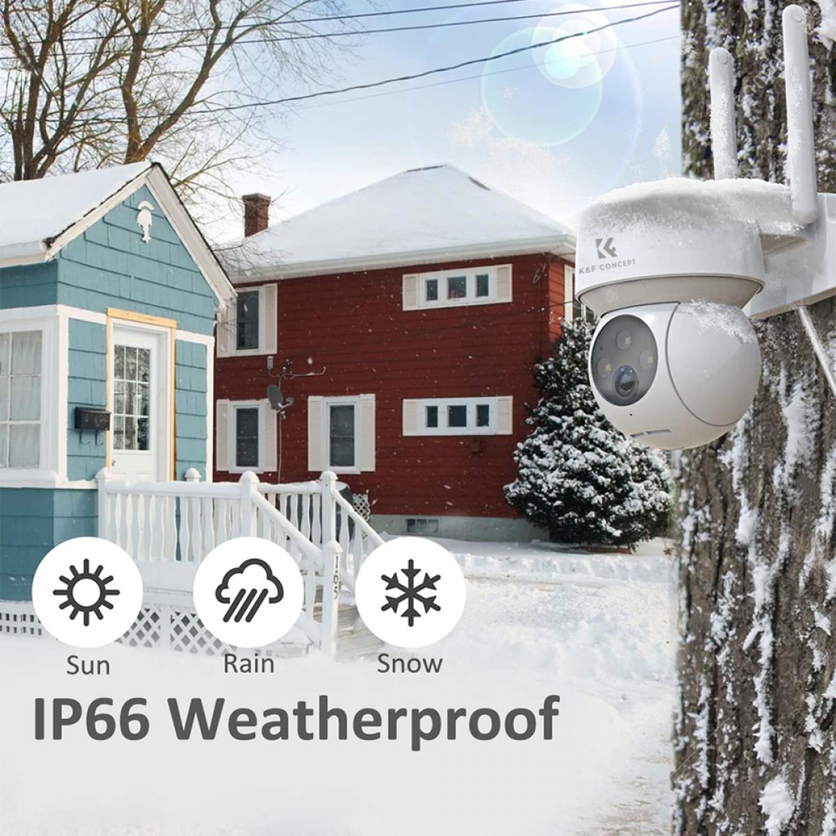 WIFI outdoor security camera outdoor camera 2K Ultra HD picture Audible alarm IP66 waterproof two-way voice Night Vision Range 8m/26ft