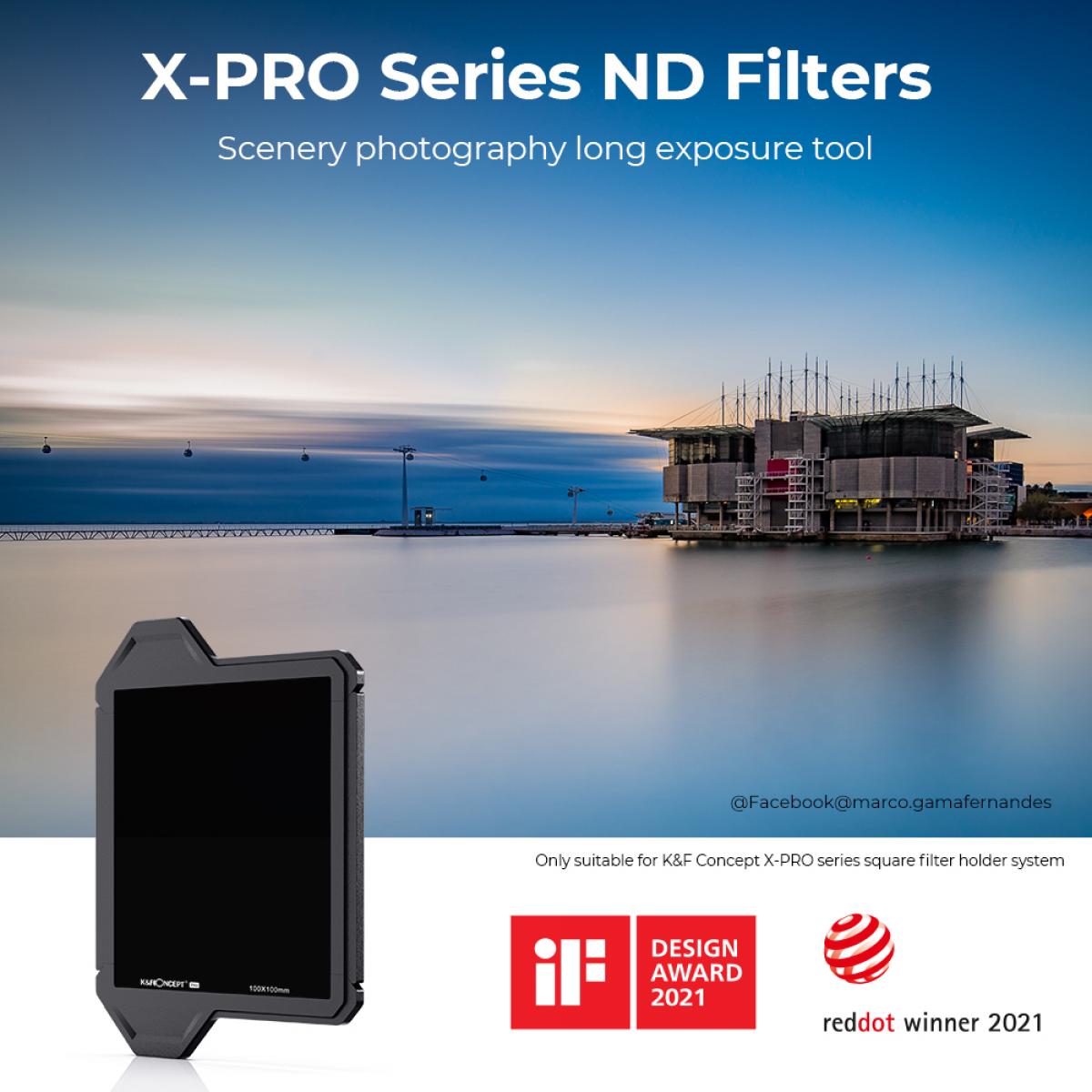 100*100*2mm Full Color ND64 Square Filter with Protective Frame, HD Optical Glass Waterproof ND Light Reduction Filter - X-PRO Series