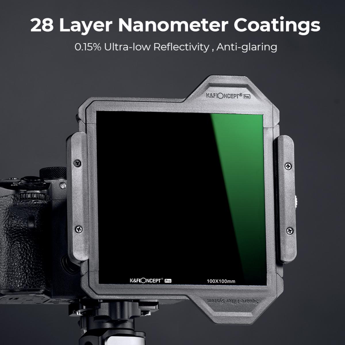 100*100*2mm Full Color ND64 Square Filter with Protective Frame, HD Optical Glass Waterproof ND Light Reduction Filter - X-PRO Series