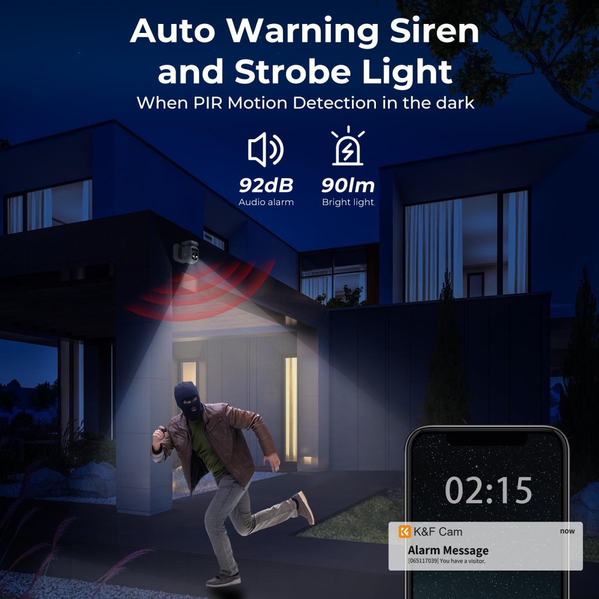 WIFI solar security camera System solar camera PIR human sensor + 2-Way Audio Built-in Battery 9600mAh AI Human Detection 2K Infrared Night Vision 8m/26ft black