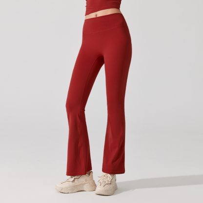 Nude antibacterial high-waisted hip lift slim slightly flared pants