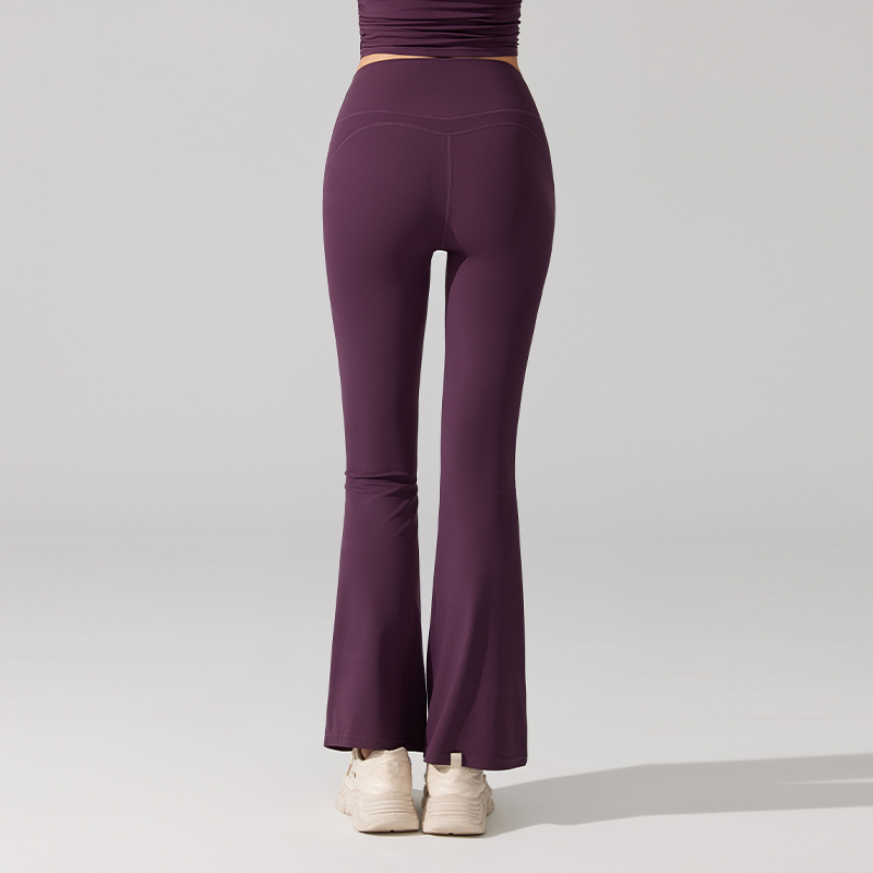 Nude antibacterial high-waisted hip lift slim slightly flared pants