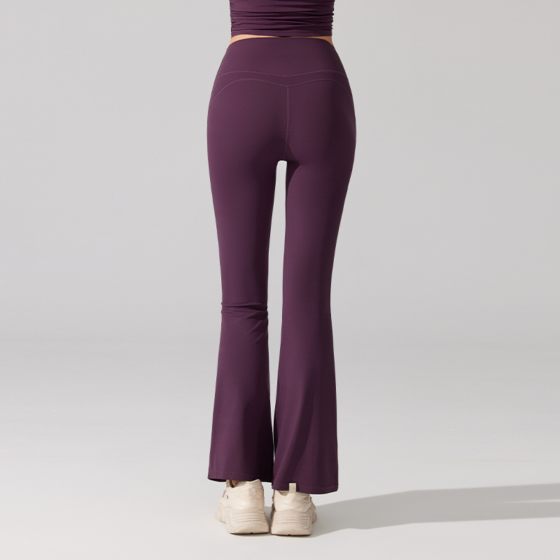 Nude antibacterial high-waisted hip lift slim slightly flared pants