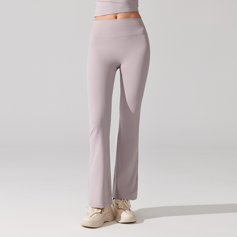 Nude antibacterial high-waisted hip lift slim slightly flared pants