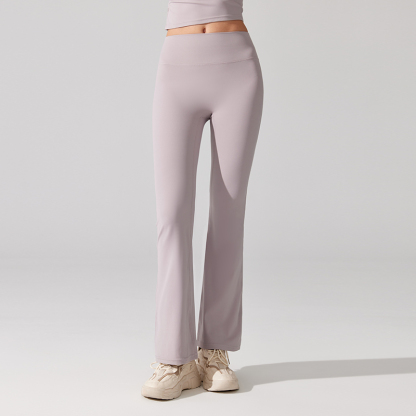 Nude antibacterial high-waisted hip lift slim slightly flared pants