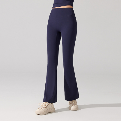 Nude antibacterial high-waisted hip lift slim slightly flared pants