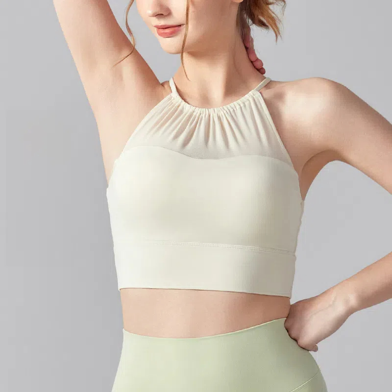 Front collar pleated back cross integrated bra