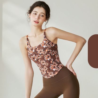 A bare-feeling high-strength shock-absorbing skinny suspender floral bra