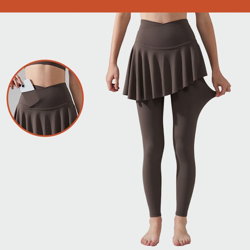 Fake two high-waisted hip-lifting skinny quick-drying trousers