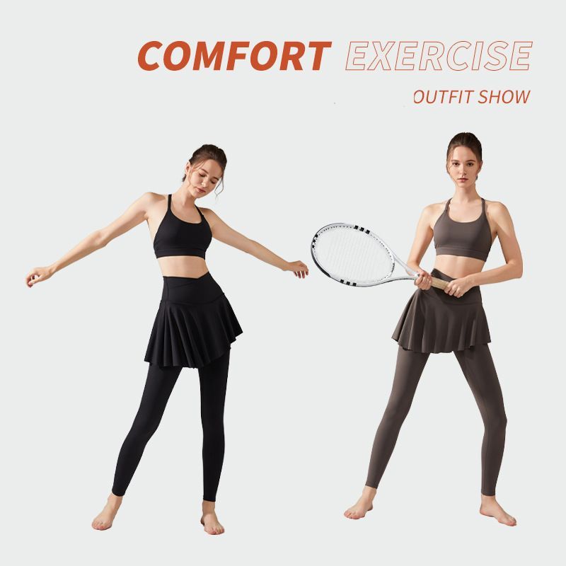 Fake two high-waisted hip-lifting skinny quick-drying trousers