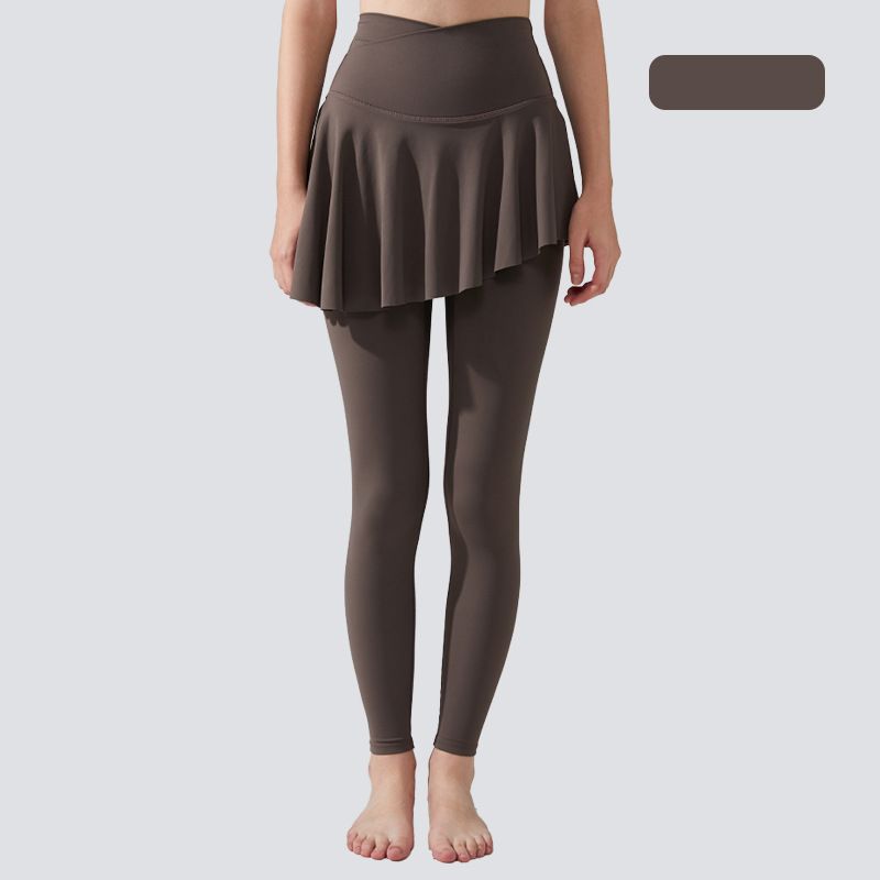 Fake two high-waisted hip-lifting skinny quick-drying trousers