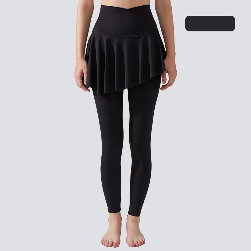 Fake two high-waisted hip-lifting skinny quick-drying trousers