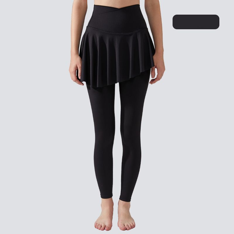 Fake two high-waisted hip-lifting skinny quick-drying trousers