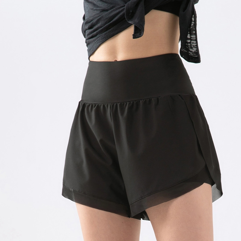 Fake two high-waisted belly-tucked pocket shorts