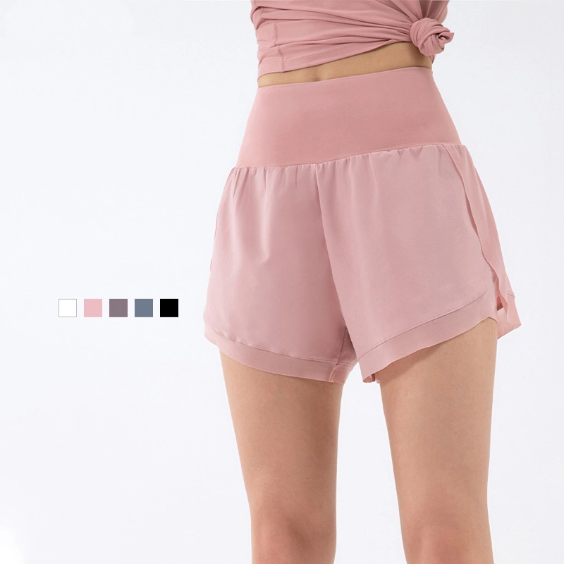 Fake two high-waisted belly-tucked pocket shorts