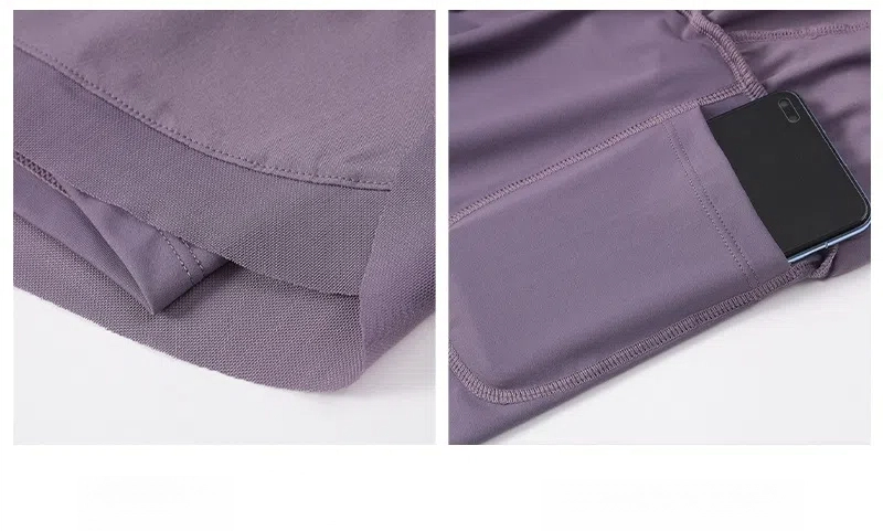 Fake two high-waisted belly-tucked pocket shorts