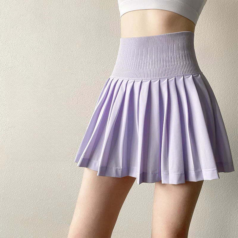 High-waisted, Tummy-cinching, Anti-glare, Sports pleated skirt