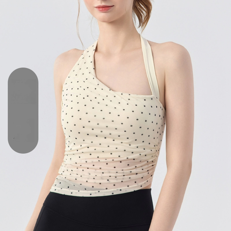 Design polka dot halterneck training fitness back bra