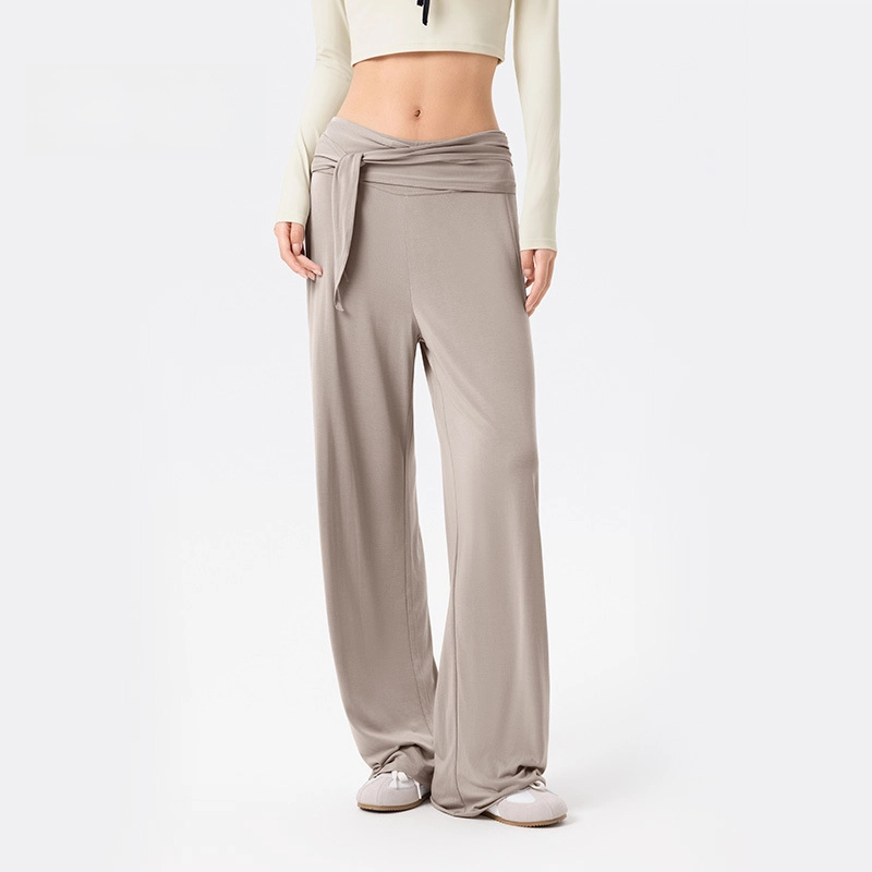Drape detachable waistband yoga wide-leg trousers