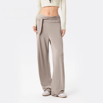 Drape detachable waistband yoga wide-leg trousers