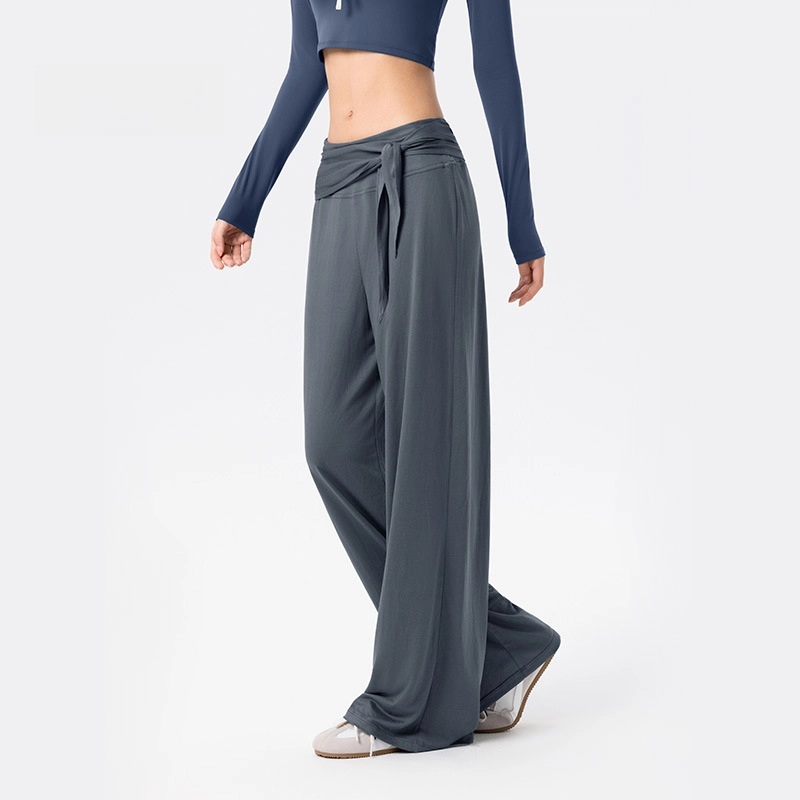 Drape detachable waistband yoga wide-leg trousers