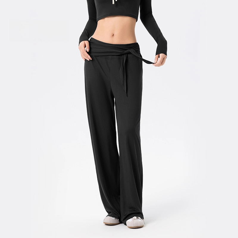 Drape detachable waistband yoga wide-leg trousers