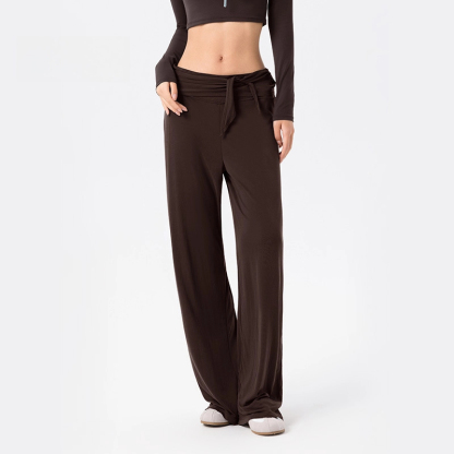Drape detachable waistband yoga wide-leg trousers